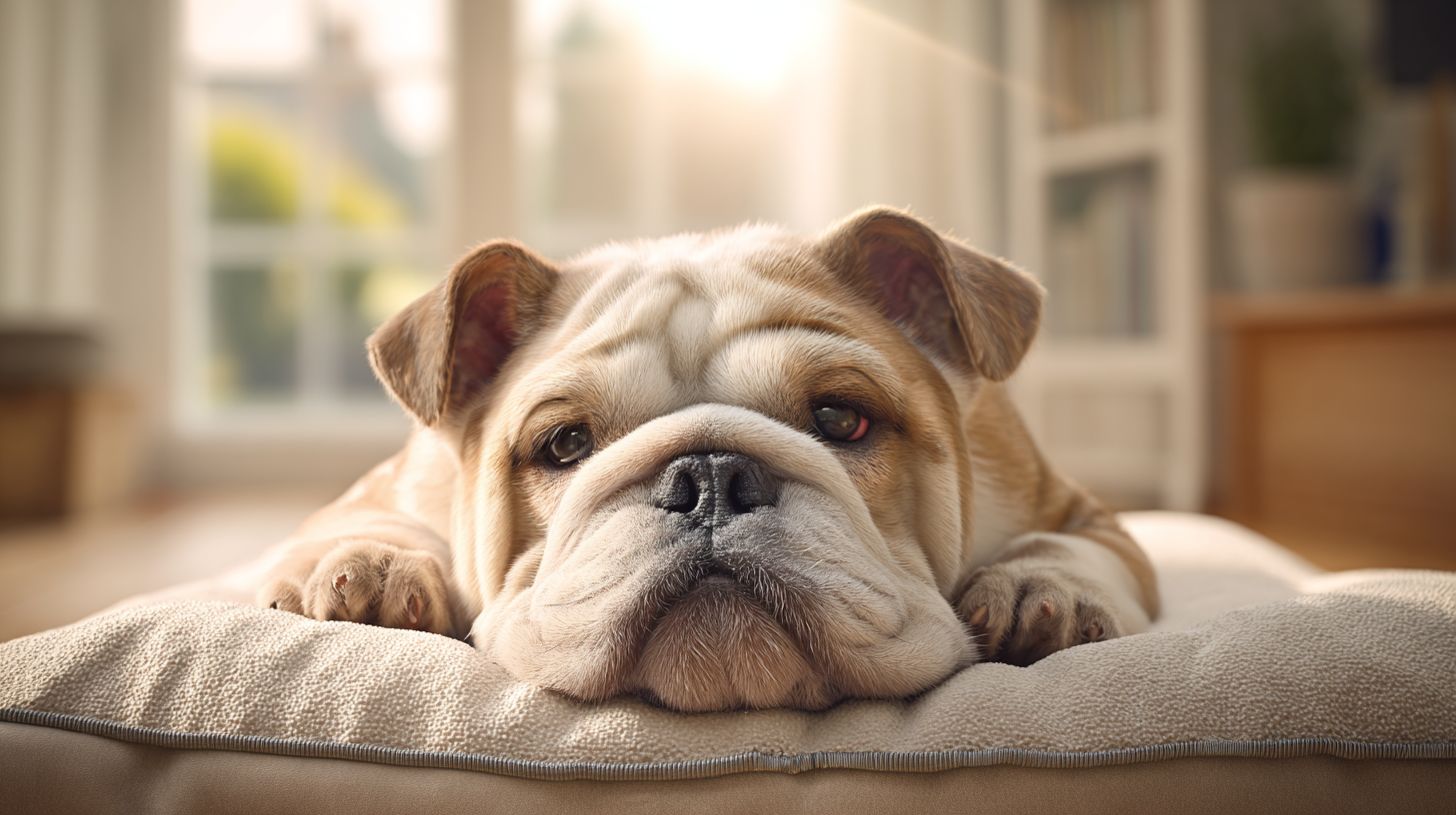 Rustmoment bulldog in huiselijke opvang